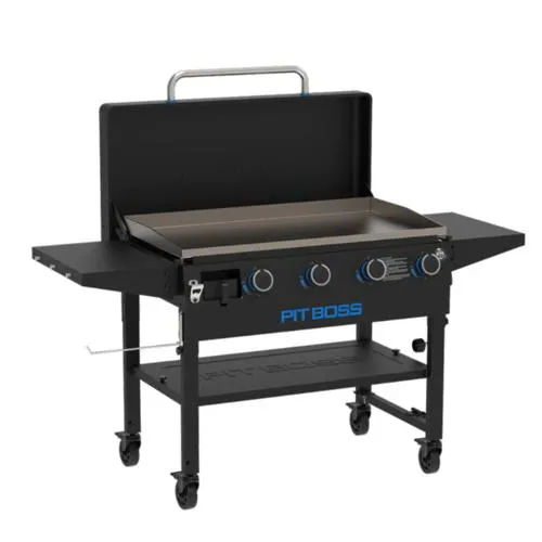 Pit Boss 4-Burner Deluxe Griddle with Side Shelves & Lid