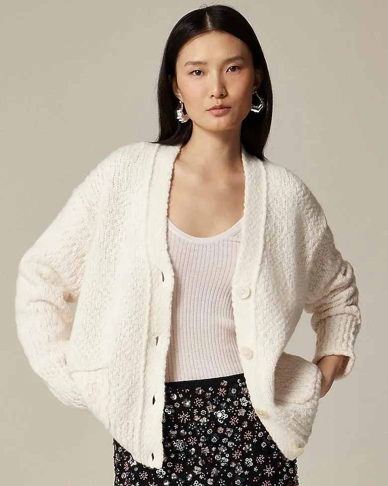 Relaxed cardigan sweater in textured yarn