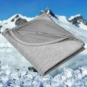 HOMFINE Cooling Blankets for Hot Sleepers - Summer Blanket Thin Lightweight Breathable Soft Double Side Enhanced Cooling for Bed Couch Sofa, Keep Cool for Night Sweats (Grey, 60 x 80 inches)