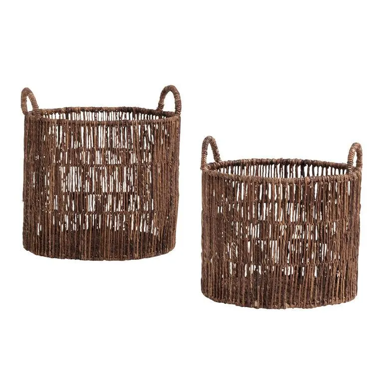 Madras Dark Brown Abaca Tote Basket