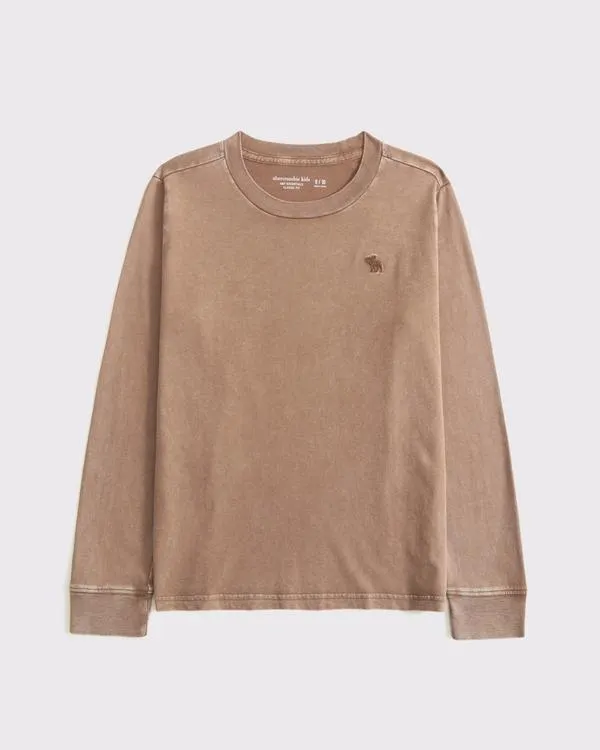 washed essential long-sleeve icon crew tee