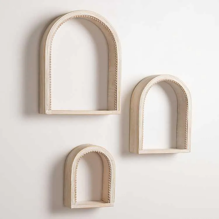 Amalie Beaded Arch Shelves, Set of 3