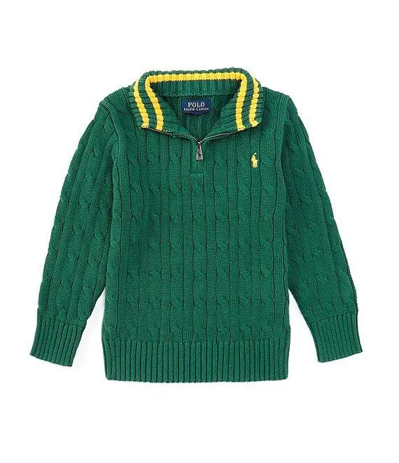 Little Boys Long Sleeve Quarter-Zip Cable-Knit Sweater