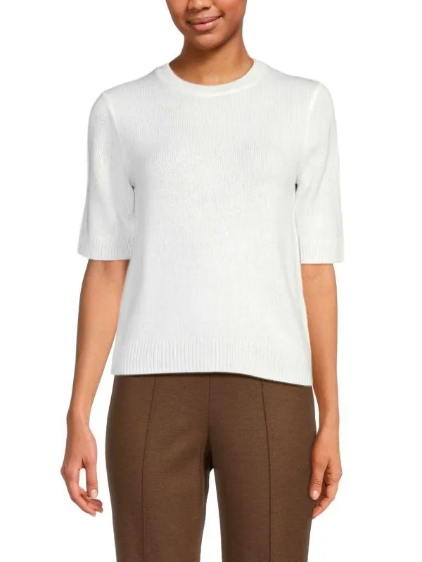 Ribbed Elbow Sleeve Wool & Cashmere Sweater