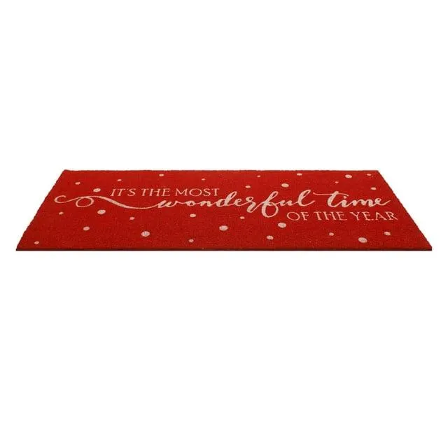 Member's Mark 23" x 57" Holiday Double Door Coir Mat, Most Wonderful Time
