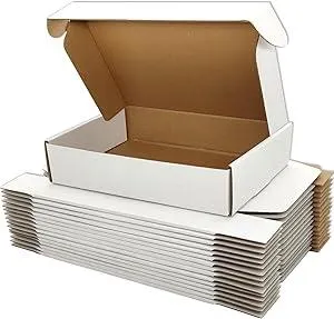 9x6x2 inches Small Shipping Boxes Set of 50 - White Mailer Corrugated Cardboard Boxes for Shipping Packaging Mailing Products