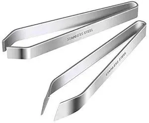 2 Pieces Fish Bone Tweezers, Stainless Steel Flat and Slant Tweezers Pliers Remover Tool (4.6")