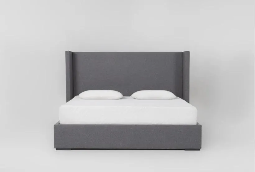 Vera Dream Grey Non Tufted 52"H Queen Upholstered Shelter Platform Bed