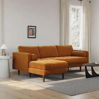 Sven 100" Tufted Velvet Left Sectional - Plush Pacific Ginger