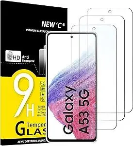 NEW'C 3 Pack Designed for Samsung Galaxy A53 5G Screen Protector Tempered Glass, Case Friendly Anti Scratch Bubble Free Ultra Resistant