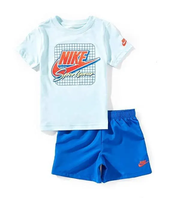 Little Boys Short Sleeve Ace Your Game Knit T-Shirt & Taffeta Shorts Set