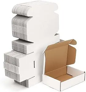 WIFTREY 100 Pcs Shipping Boxes 5.91X3.94X1.57, White Corrugated Cardboard Box for Shipping Small Business, Gift Packing, Mailing