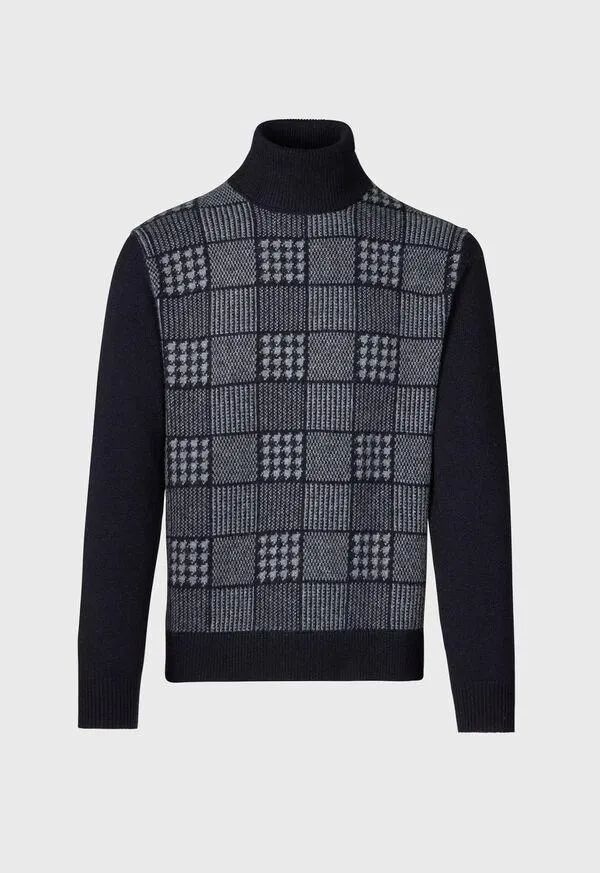 Glen Plaid Turtleneck Sweater
