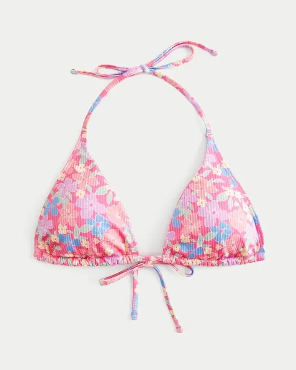 Ribbed Multi-Way Triangle Bikini Top