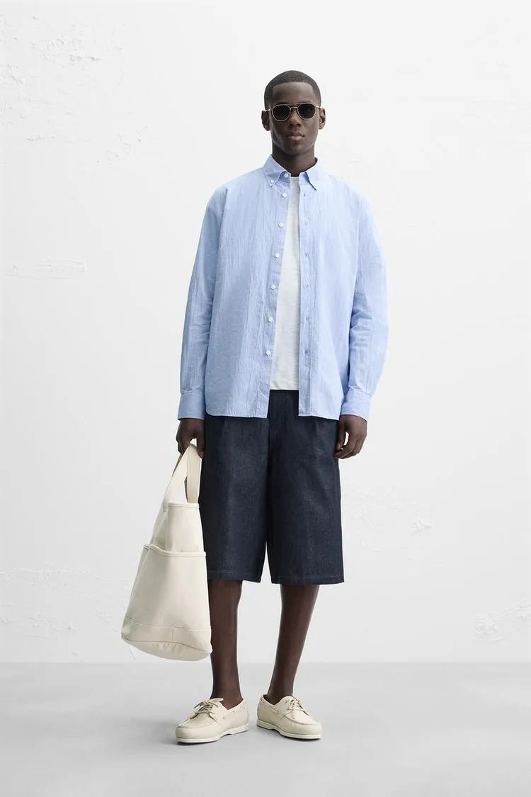 WRINKLED EFFECT REGULAR FIT SHIRT