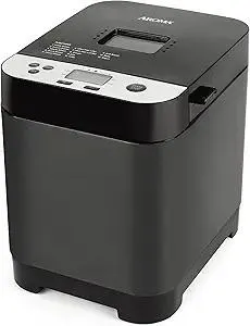 AROMA® 1.5lbs. Digital Bread Maker with Crust Customization, Clear-View Lid, and Nonstick Baking Pan, Black (ABM-250)