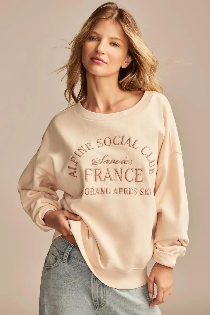 alpine social club crew neck sweatshirt