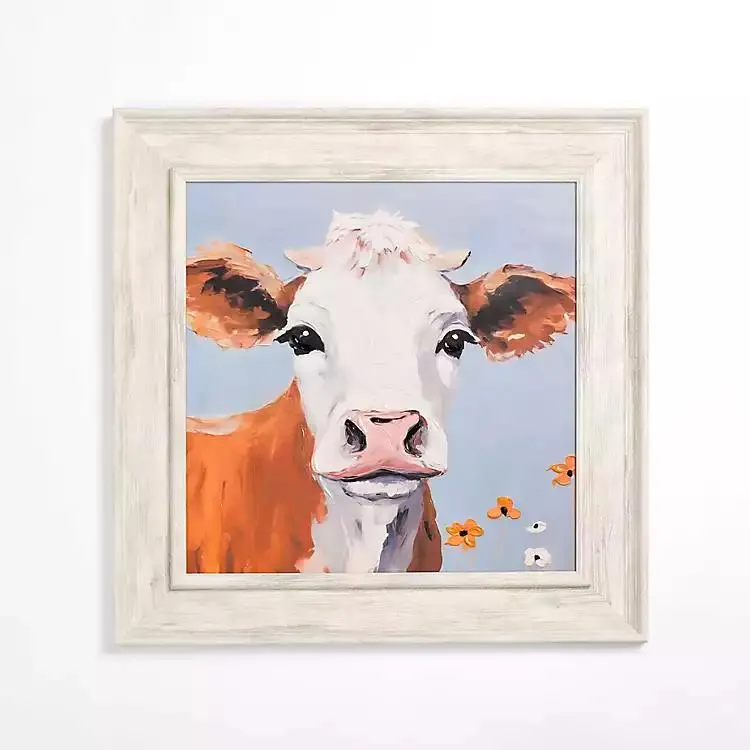 Spring Cow Portrait Framed Art Print