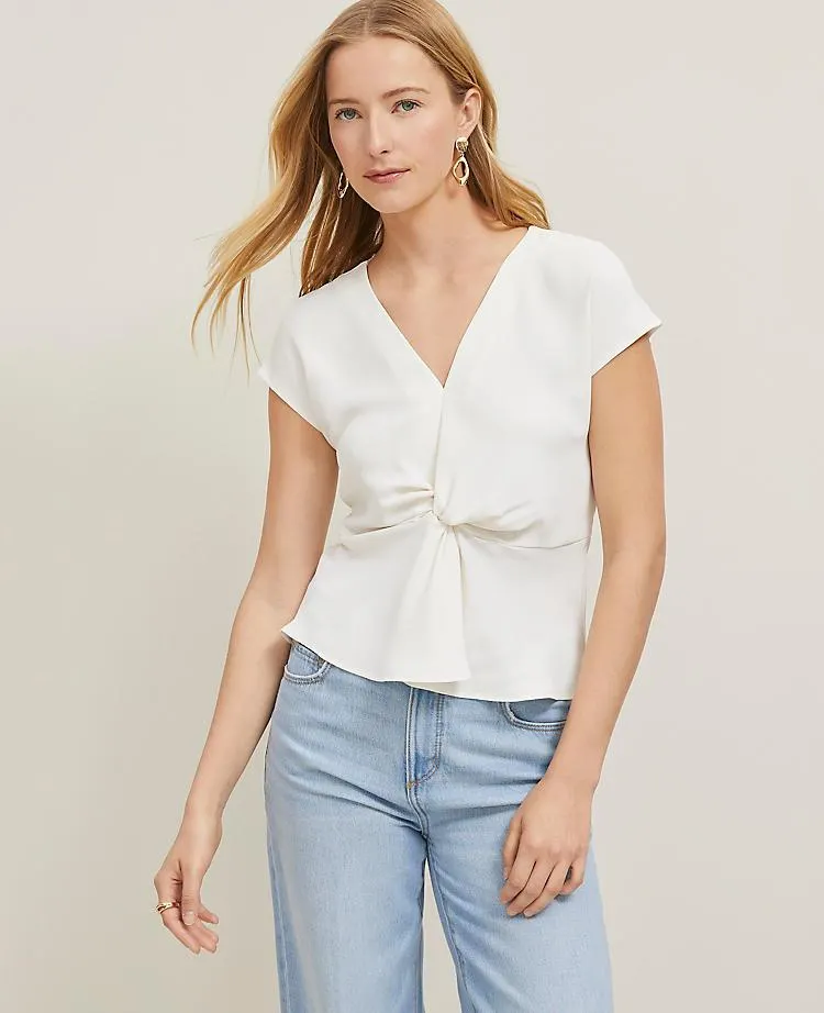 Knotted V-Neck Top