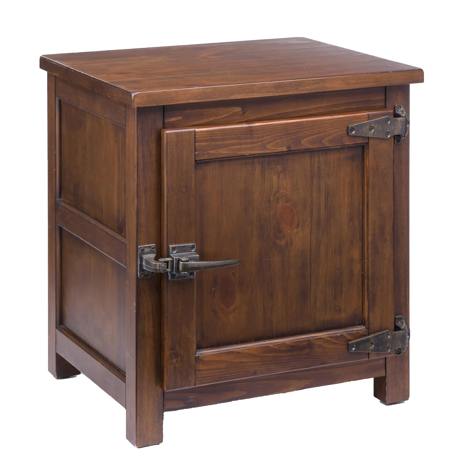 Portland Ice Box Wood Storage Side Table with Replica Hardware