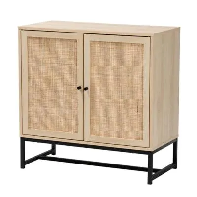 Baxton Studio Caterina Rattan 2-Door Storage Cabinet