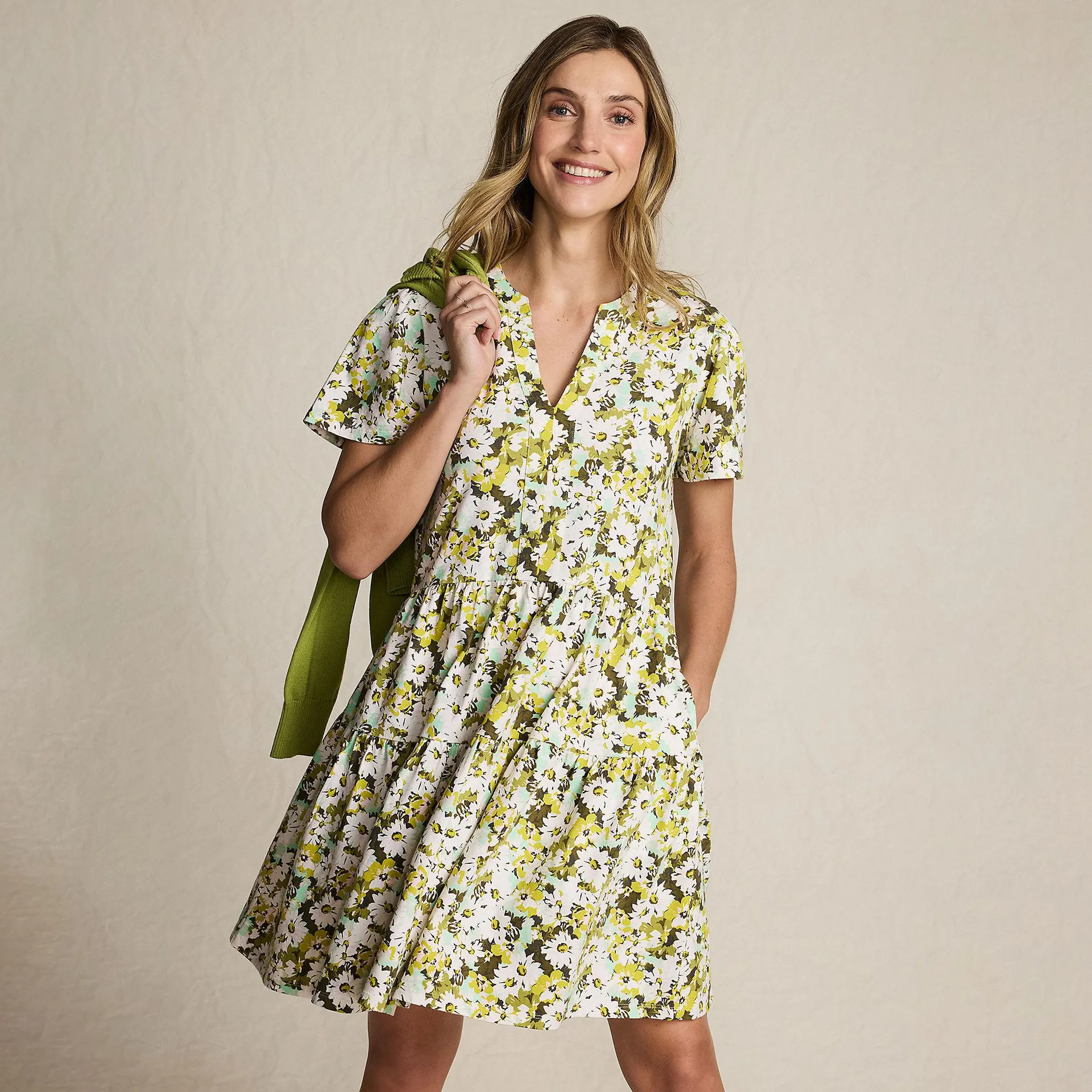 Women's Cotton Jersey Tiered Mini Dress