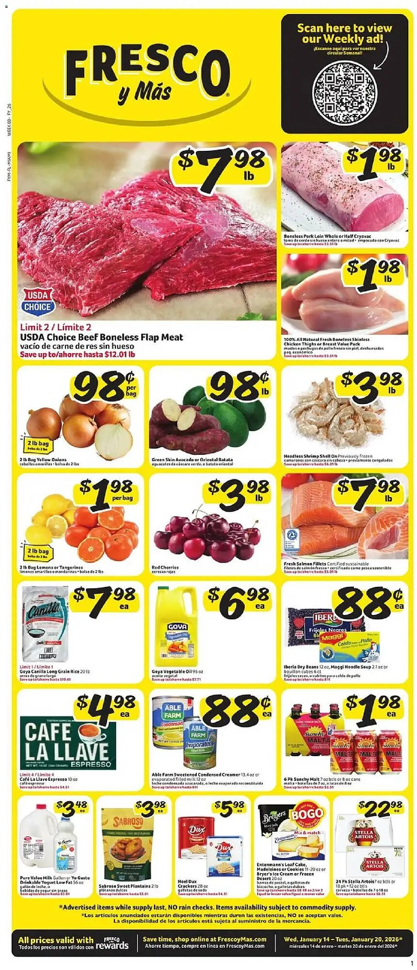 Weekly ad Fresco y Más weekly ad from January 14 to January 20 2026 - Page 1