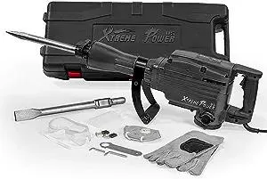 XtremepowerUS 2200W Demolition Electric Jack Hammer Rotary Floor Breaker Wood Metal Concrete Breaker High Impact Chisel with Case