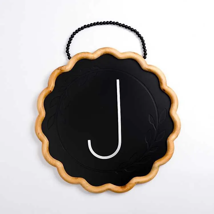 Black Scalloped Monogram J Wall Plaque