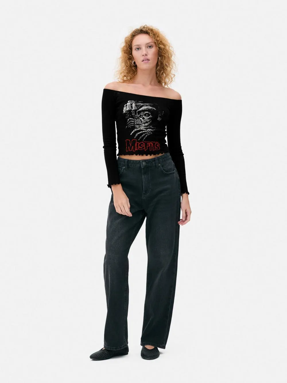 Misfits Cropped Off-the-Shoulder Top