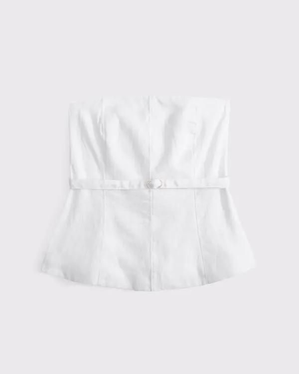 Premium Linen Strapless Tailored Top