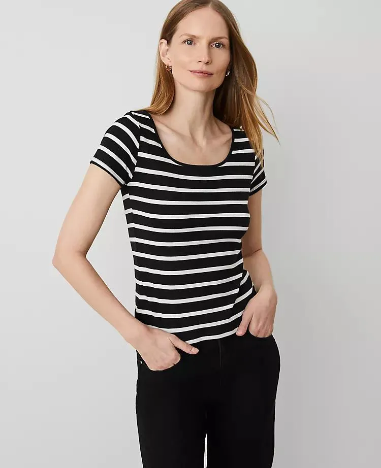 Striped Square Neck Tee