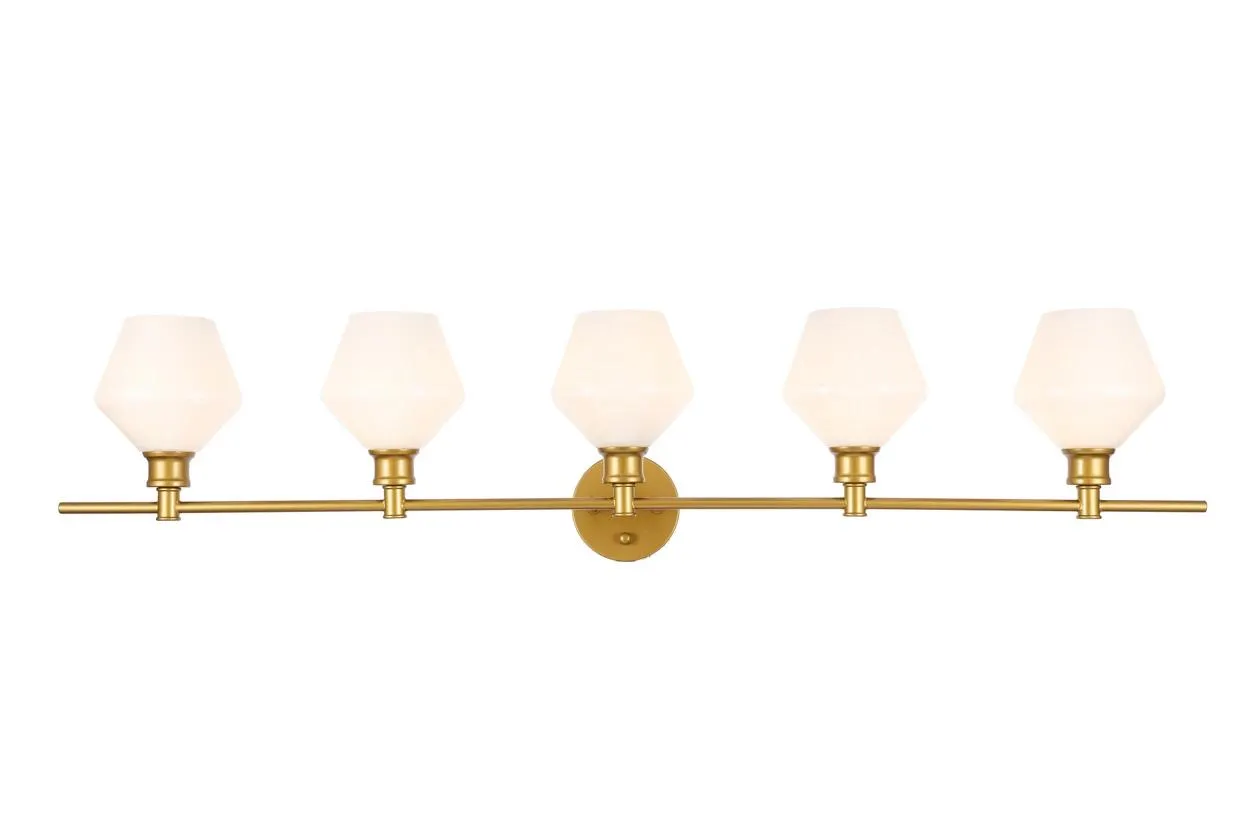Gene 5 Light Brass And Frosted White Glass Wall Sconce