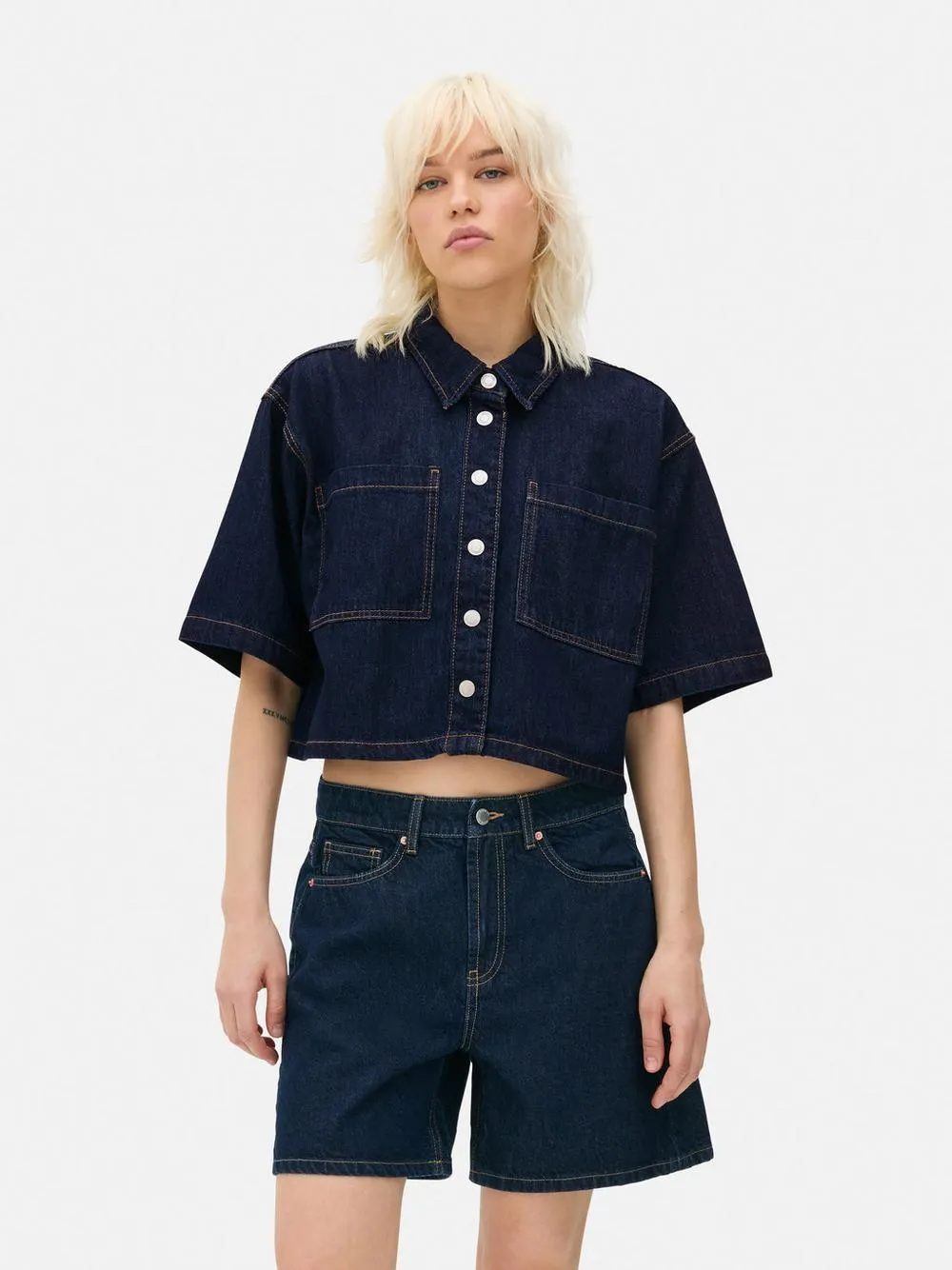 Cropped Denim Shirt