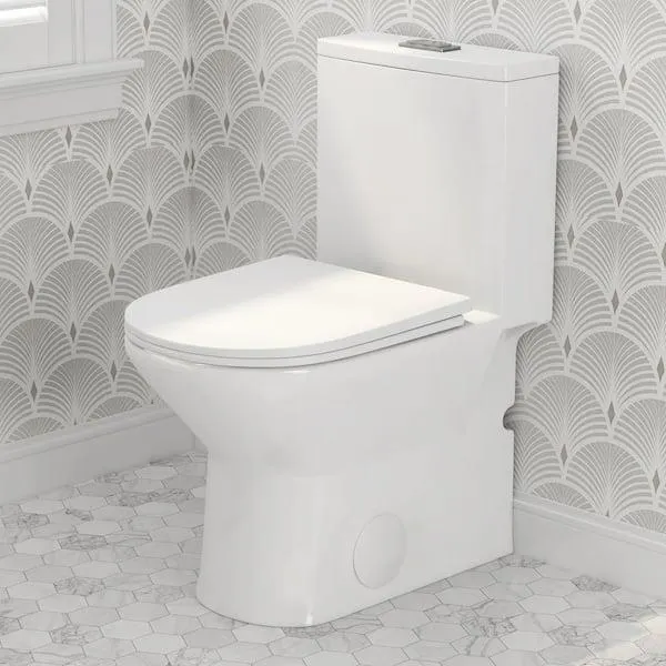 Naples 25 in. Depth 1.1/1.6 GPF Dual Flush Compact Elongated Chair Height One Piece Toilet in White, 12 in. Rough-in