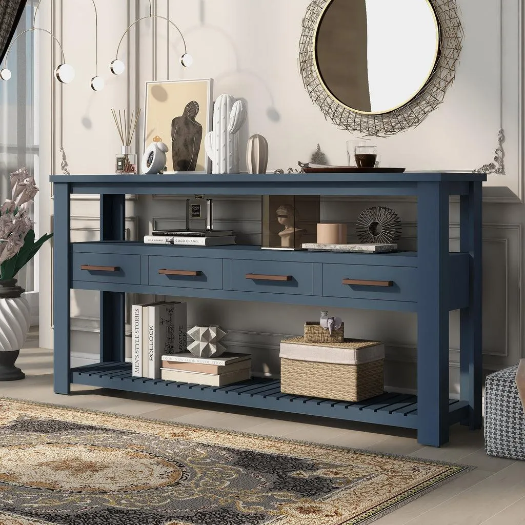 66.2" Console Table with 4 Drawers and 2 Shelves