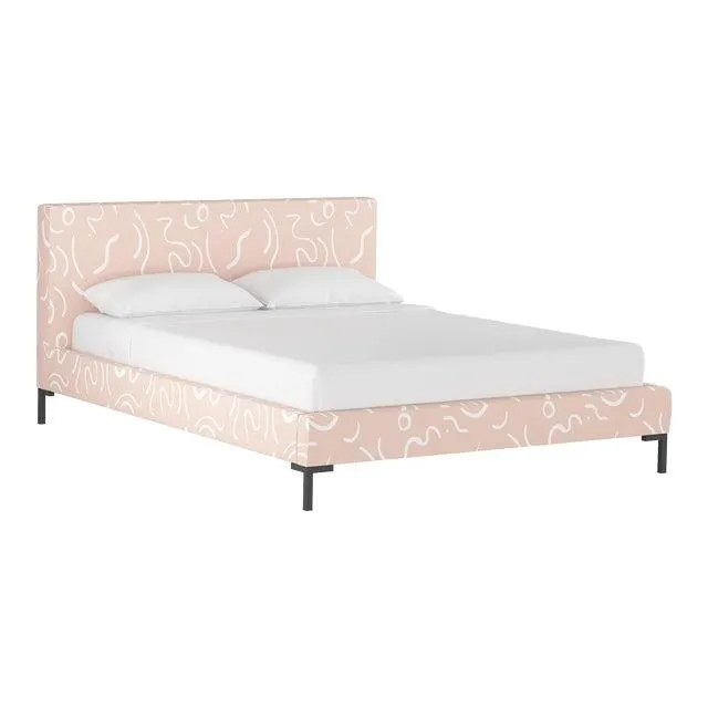 Norah Platform Bed in Peach Candice Stroke, Full/Double