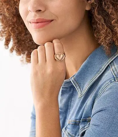 Watch Ring Two-Hand Rose Gold-Tone Stainless Steel