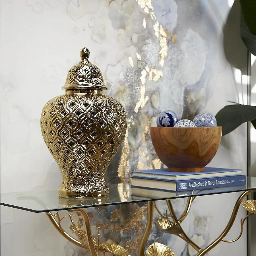 Grayson Lane Gold Ceramic Country Decorative jar