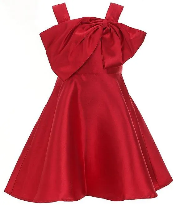 Big Girls 7-16 Sleeveless Bow-Accented Mikado Fit & Flare Dress