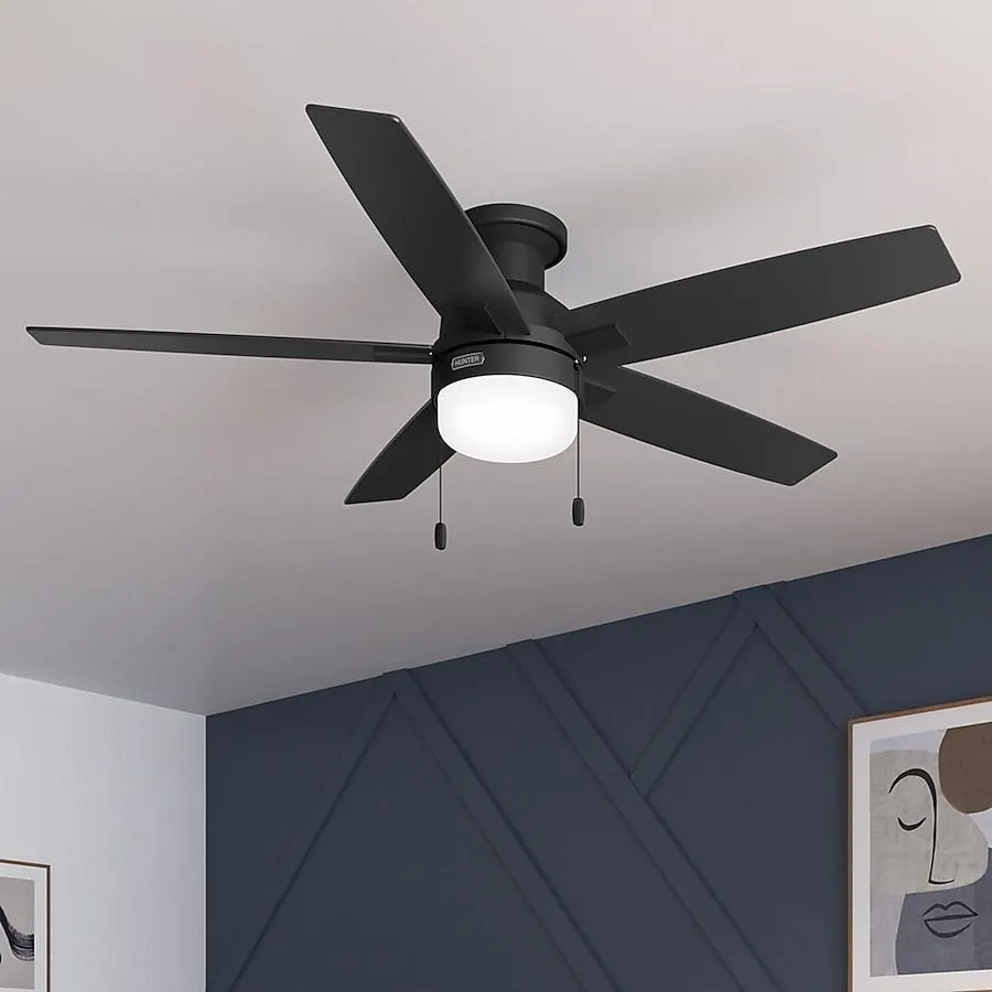Hunter Anisten 52-in Flush Mount Matte Black with Matte Black Blades Ceiling Fan With Light ( 5 -Blade )