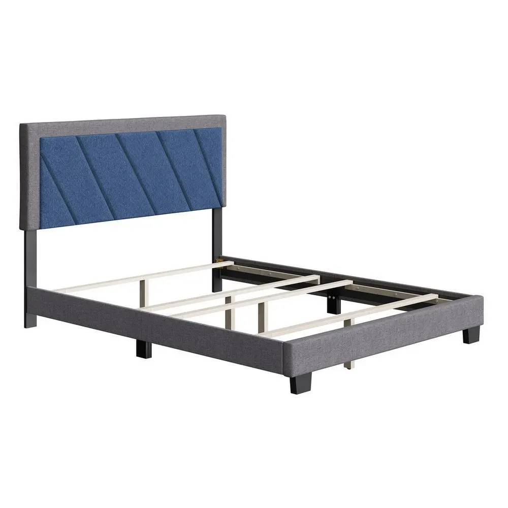 Derby Queen Blue/Grey Fabric Bed