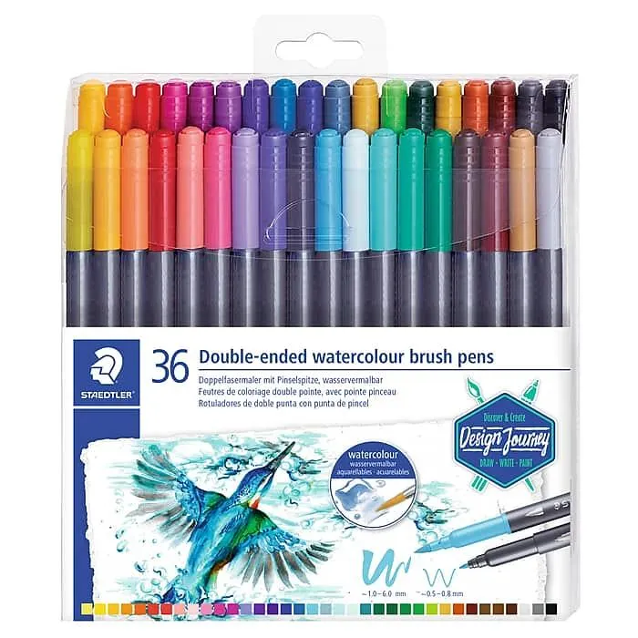 Staedtler Washable Double-Ended Watercolor Brush Pens,