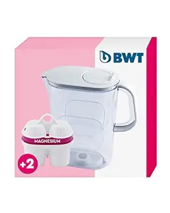 BWT AQUAlizer Baselight, 2.6 Liter, Water Mineralizer & Filtration Jug - Includes 2 Magnesium Filters Enricher Cartridge, for Tea & Coffee Water, Prevents limescale, removes Lead & Chlorine