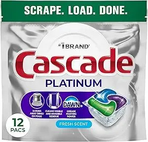 Cascade Platinum Dishwasher Pods, Dishwasher Detergent, Dish Detergent Soap, Fresh, 12 count