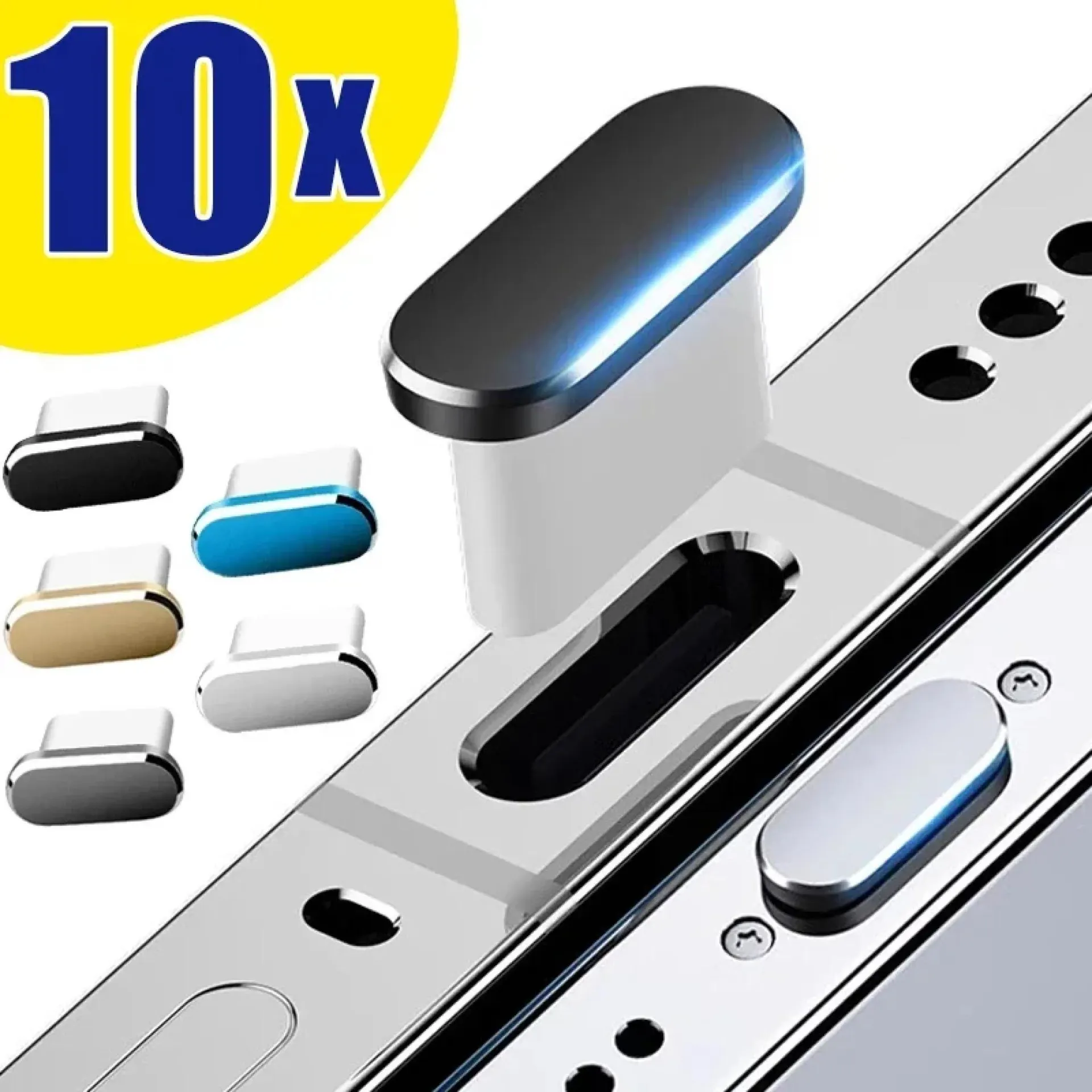 10/5/1 tapones antipolvo de metal de lujo tipo C para iPhone 15 Pro/15 Pro Max/15 Plus, tapas protectoras de puerto de carga USB C