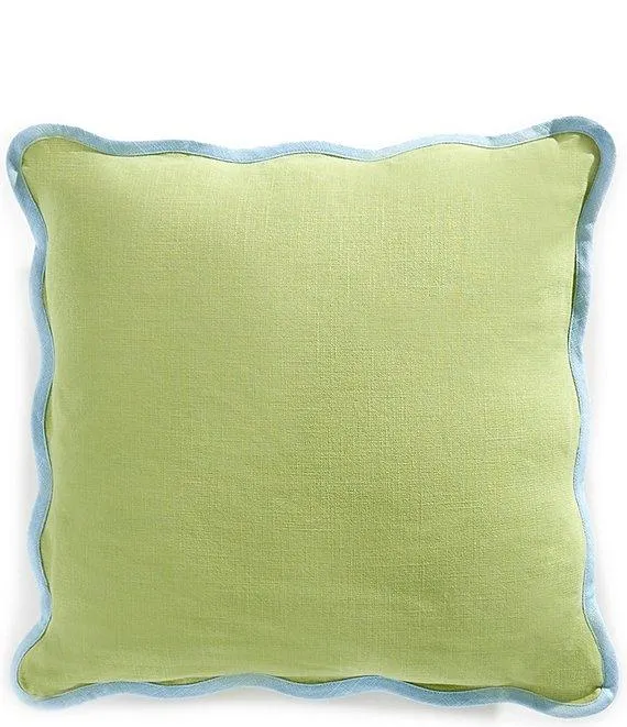 Scalloped Contrast Trimmed Decorative Square Pillow