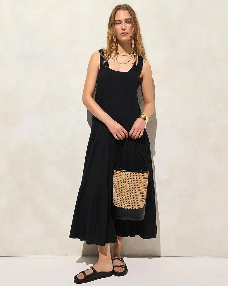 Airy gauze tiered maxi dress