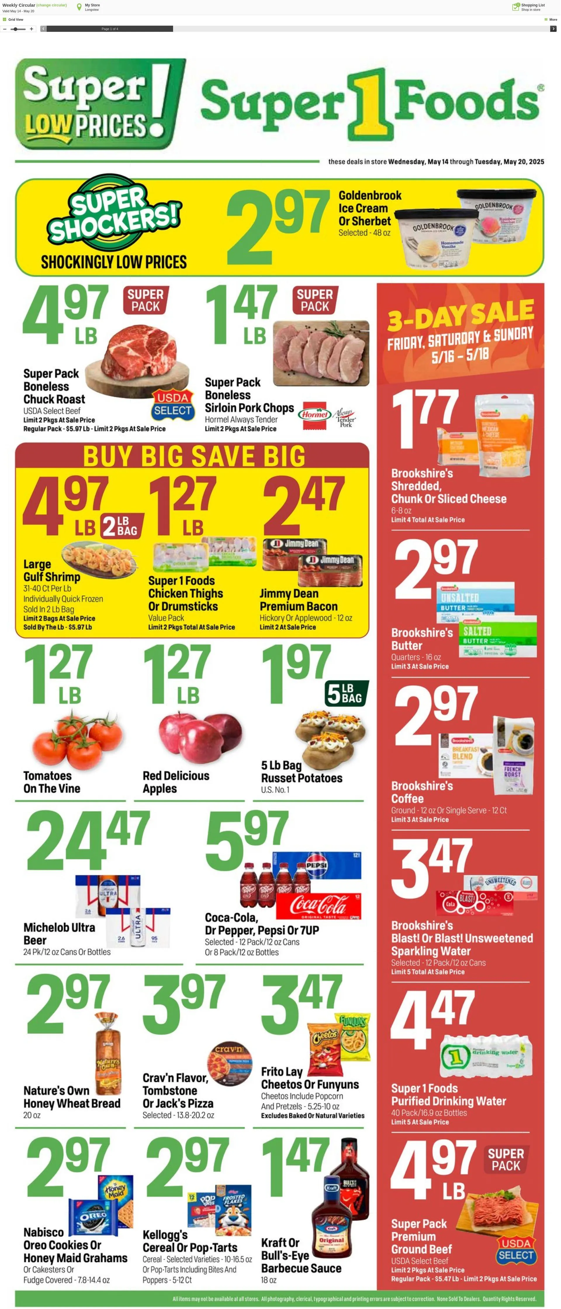 Weekly ad Super1Foods from May 14 to May 20 2025 - Page 1