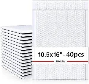 Fuxury White Bubble Mailers 10.5x16" 40 Pack,Padded Envelopes Self Seal Bubble Mailer Waterproof Padded Mailer Bubble Envelopes Cushioning Bubble Shipping Mailer for Clothing, Packaging&Small Business